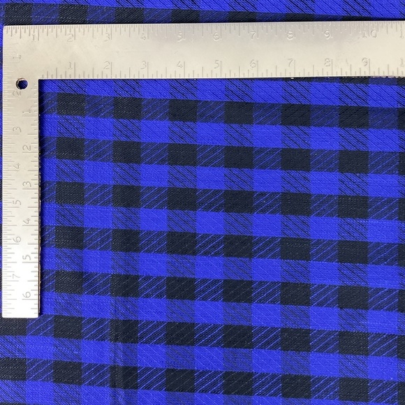 Vintage 70s blue-purple & black checkered double sided fabric 72” x 60” - Picture 4 of 7